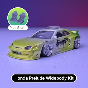 Custom Diecast Widebody Kit for Hot Wheels Honda Prelude – 1/64 Scale. 8-Piece Custom Resin Bodykit + Free Bonus Seat