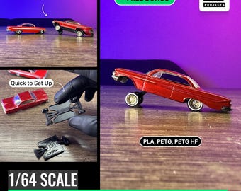 LRL Static — Lowrider HotWheels Impala Adjustable Suspension STL | Manual Suspension Mechanism for 1:64 Diecast Custom Builds | BBPROJECTS