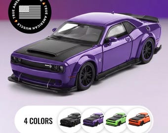 1/32 Scale Challenger SRT Hellcat Diecast Model with Headlight without Case