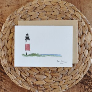 Carte de voeux originale de phare aquarelle faite main