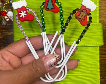 Clips para calcetines navideños / Clips decorativos para carpetas / Accesorios elegantes para carpetas y agendas económicas