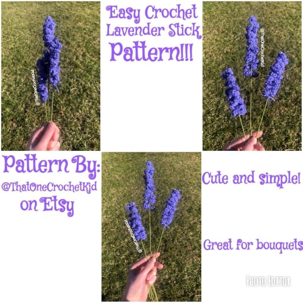 Easy Crochet Lavender Stick Pattern Crochet Flower US Crochet Terms