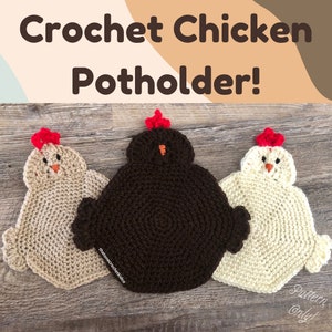 Crochet Chicken Potholder Easy Crochet Rustic Farmhouse Decor, Great For Gifts and Party Favors, Crochet Unique Potholder US Crochet Terms
