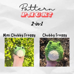 Crochet Mini Chubby Froggy & Regular Chubby Froggy 2-in-1 Pattern Pack Cute Crochet Frog Pattern Simple Round Frog US Crochet Terms