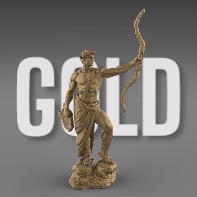 Greek God Apollo Figurine, Bow and Lyre | Various Sizes & Finishes - Etsy