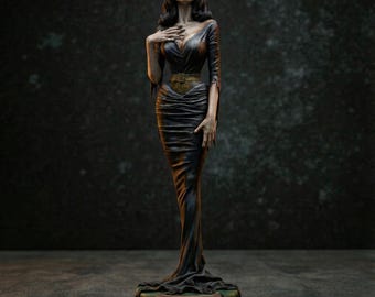 Estátua de Dama Vampira Gótica, Escultura Elegante e Sombria | Vários Tamanhos e Cores