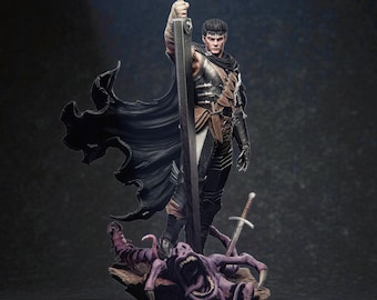 Figura de Guts - Escena de batalla dramática con espada y capa / Varios tamaños y acabados