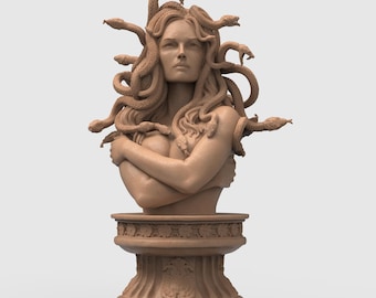 Busto de Medusa - Cabello de serpiente detallado, decoración de fantasía / Varios tamaños y acabados