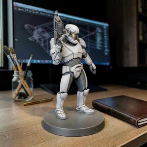 Republic Commando Sci-Fi Statue | Galactic Armored Soldier Display Figure | Gamer Gift
