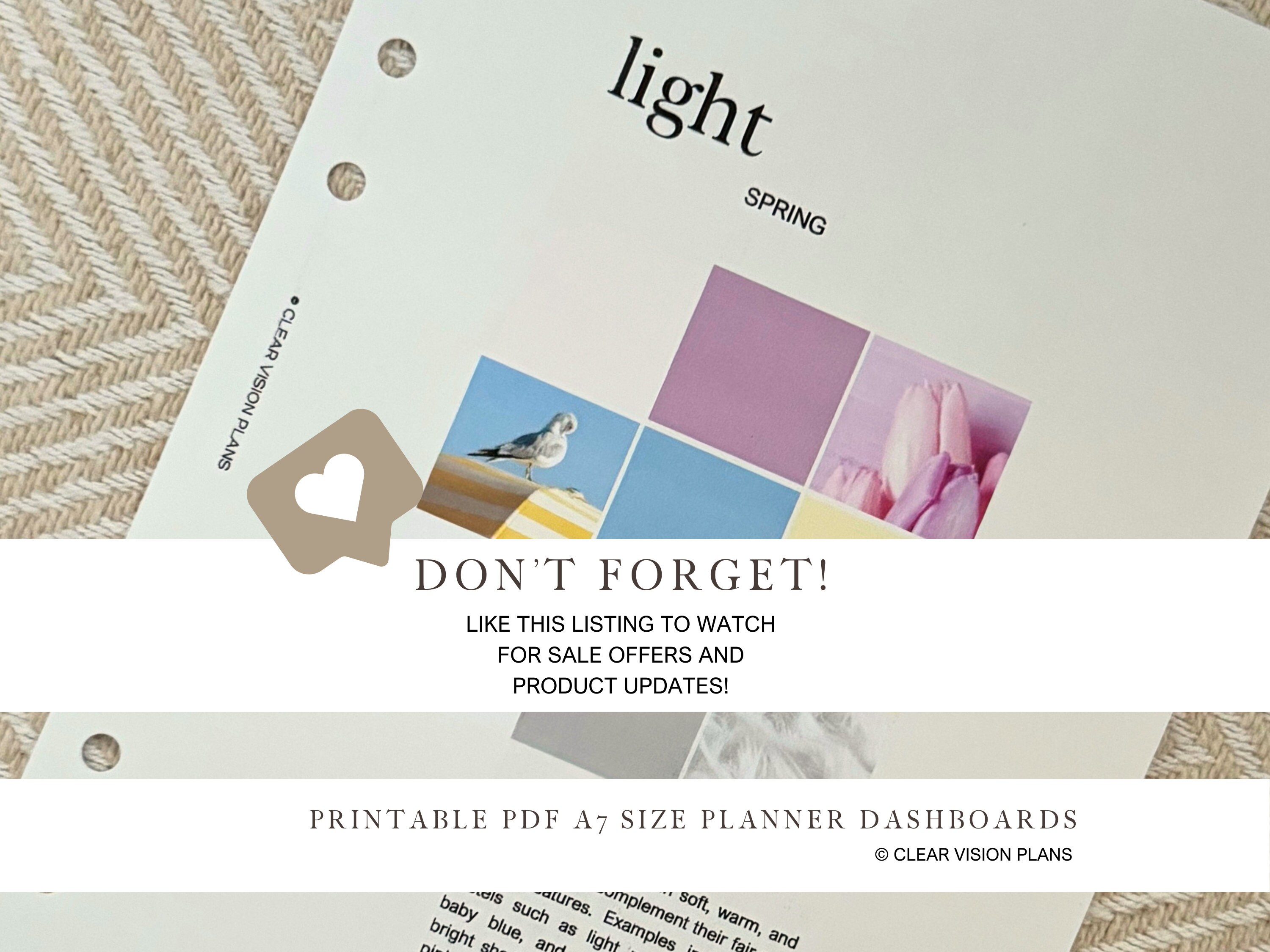 A7 Pocket Planner PRINTABLE Spring Season Color Analysis Digital A7 ...