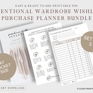 A7 Tasche DRUCKBARE Garderobe Wunschliste Kaufen Tracker Insert Bundle | A7 Pocket Size Ring Agenda Planer Digitaler Download