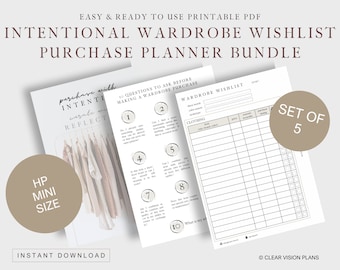 HP Mini PRINTABLE Wardrobe Wishlist Purchase Tracker Insert Bundle | HP Mini Size Agenda Planner Digital Download