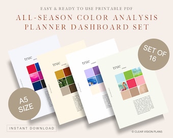 A5 PRINTABLE Color Analysis Twelve Seasons Digital Dashboard Insert A5 Size Ring Agenda Planner Download