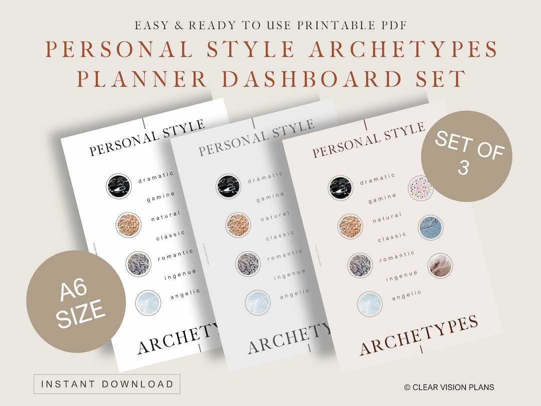 A6 PRINTABLE Personal Style Archetype Digital Dashboard Insert | A6 ...