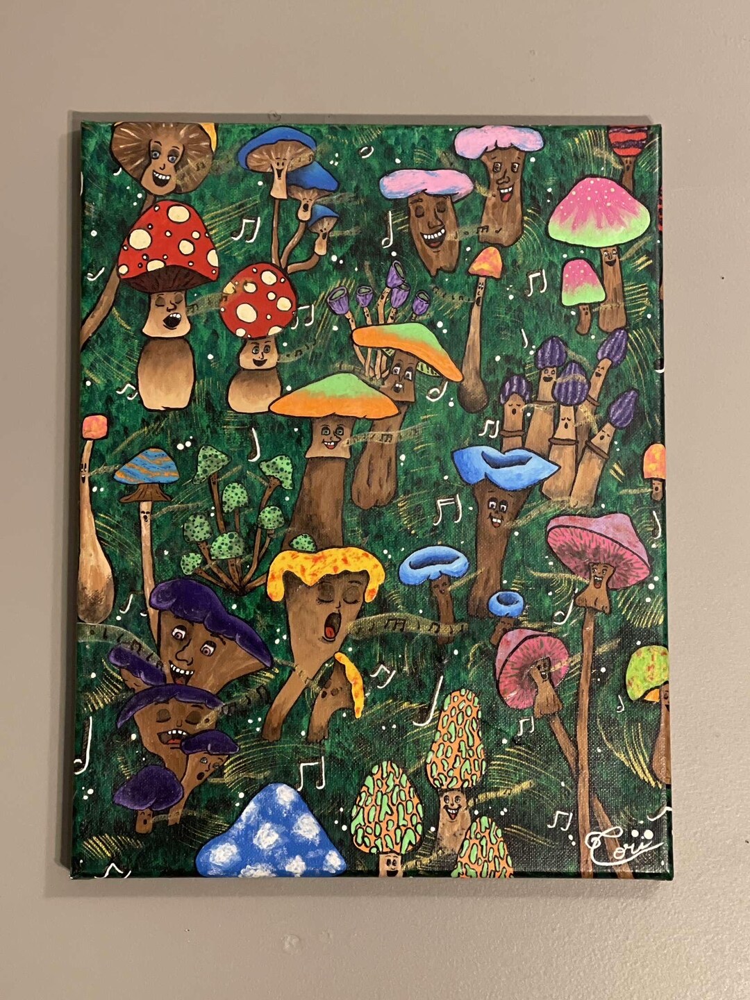 Original Double Sided SIGNED Mushroom Art - Funky "shroomsity" Painting ...