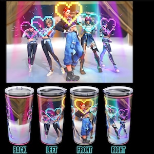 Over watch 2 Stainless Steel 20 oz Tumbler - Glossy Finish - OW Fan Made Merch - Sombra Tracer Brigitte Kiriko Dva - High Quality Gamer Gift