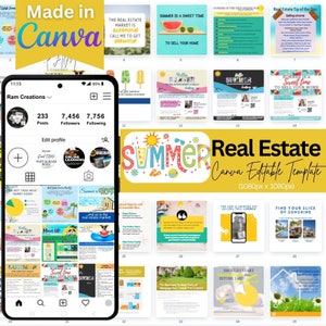 Summer Realtor Instagram Posts, Summer Real Estate Social Media Template, Summer Marketing Template, resize to get more than 150+ templates