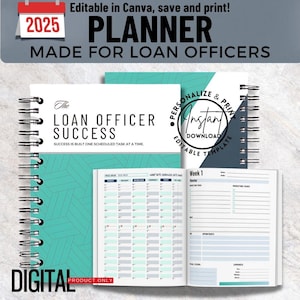 LOAN OFFICER Planner | Mortgage Editable Canva | Undated Daily Planner | Lender Printable | Goal Setting & Success Journal | Mortgage Broker