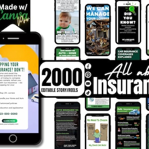 Insurance Social Media Templates: 2000+ Canva Designs (Digital Download)