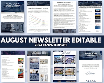 Real Estate Newsletter Template: August Market Update (Canva)