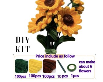 Limpiapipas Kit de bricolaje de girasol para ramo de flores hecho a mano