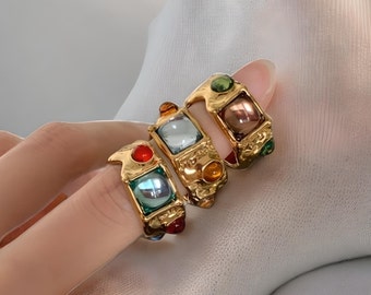 Gemstone Gold Ring, Statement Ring, Gemstone Ring, Chunky Ring, Dome Ring, Irregular Chunky Ring, Gift for Her