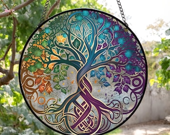 Tree of Life Stained Glass Hanger, Stained Glass Suncatcher, Sun Catcher, Window Hanging, Wall Art, Custom Suncatcher, Mothers Day Gift