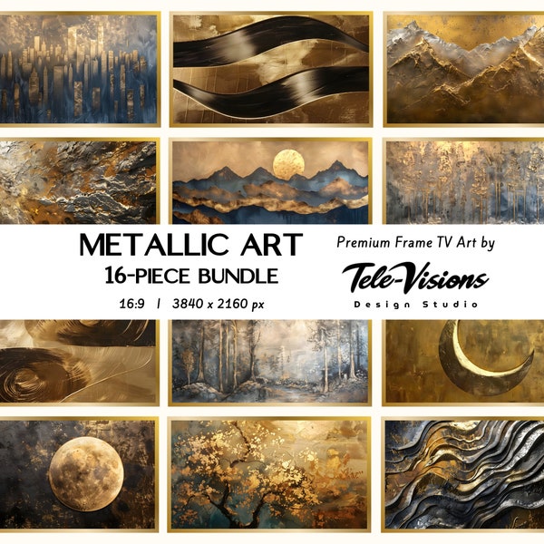 Metallic Art Digital Download - Modern Metal Finish Samsung Frame TV Background Elegant Industrial Home Decor - 16 Piece Art Bundle