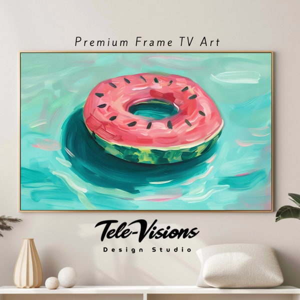 Samsung Frame TV Art Digital Download Watermelon Floaty Poolside Relaxation