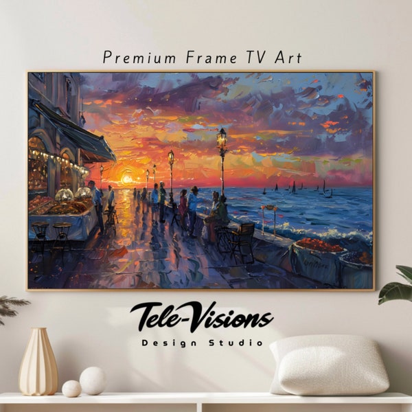 Samsung Frame TV Art Digital Download Seaport Pier Tranquil Coastal Pier Scene Picturesque Seaside Pier Serene Harbor View