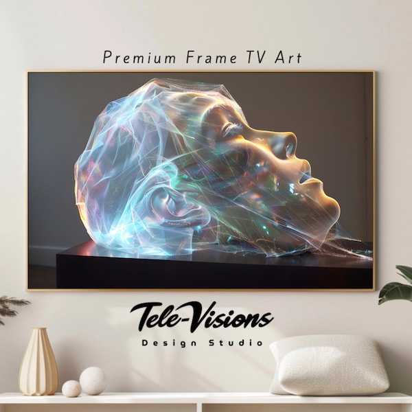 Samsung Frame TV Art Download - Ethereal Light Sculpture for TV Holographic Aesthetic Modern Transparent Art