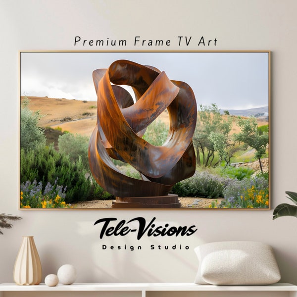 Samsung Frame TV Art Digital Download Twisted Steel Sculpture Rustic Metal Artwork Outdoor Art for Modern Homes