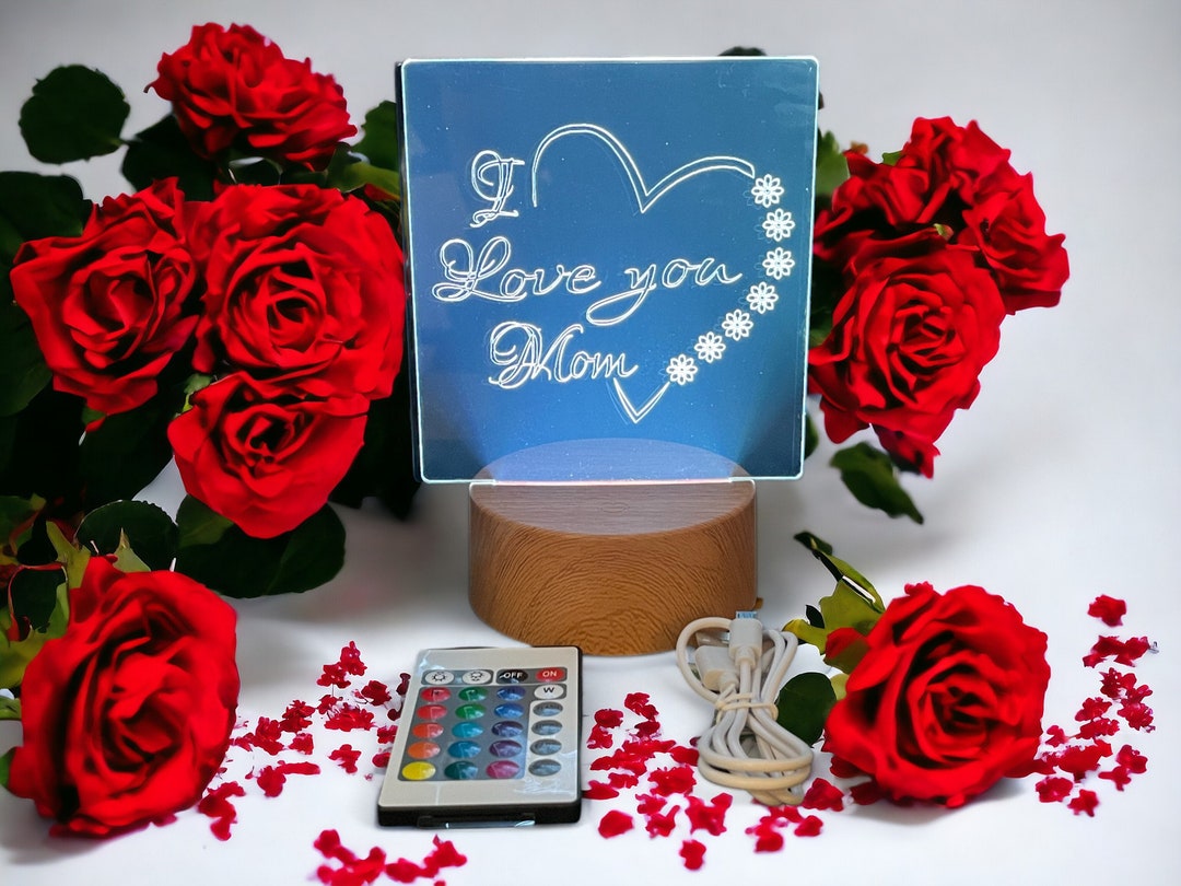 Custom Text Engraved Acrylic Night Light Display, 16 Color 4 Mode LED ...