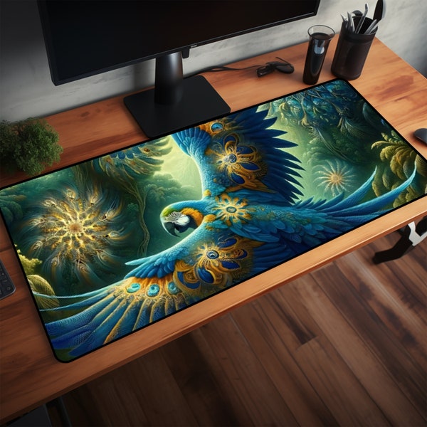 Celestial Voyage Macaw Desk Mat, Medium Mouse Pad, Extra Large Mousepad, Gaming Desk Mat, Small Mouse Pad, Free Shipping