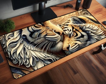 Eternal Embrace Tiger Harmony Desk Mat, Medium Mouse Pad, Extra Large Mousepad, Gaming Desk Mat, Small Mouse Pad, Free Shipping