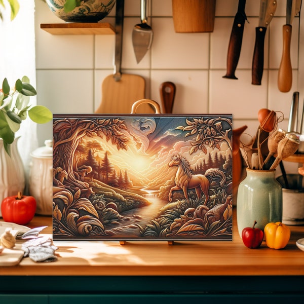 Mystical Sunrise Custom Glass Cutting Board, unique gift, kitchen decor,Home Decor, kitchen decor, kitchen accessories, Free Shipping