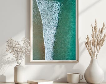 Aerial Beach Photography Print: Coastal Seascape Wall Art (Digital Download)