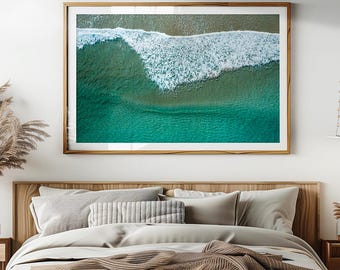 Aerial Beach Photography Print: Ocean Wave Seascape (Digital Download