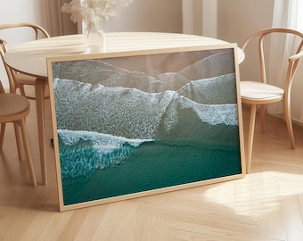 Aerial Beach Photography Print: Ocean Wave Seascape (Digital Download)