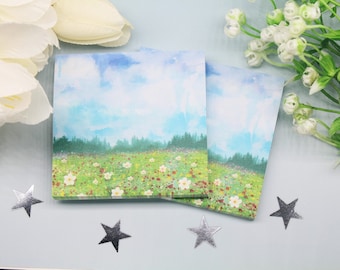 Floral Meadow Sticky Notes: Colorful Flower Field Memo Pads