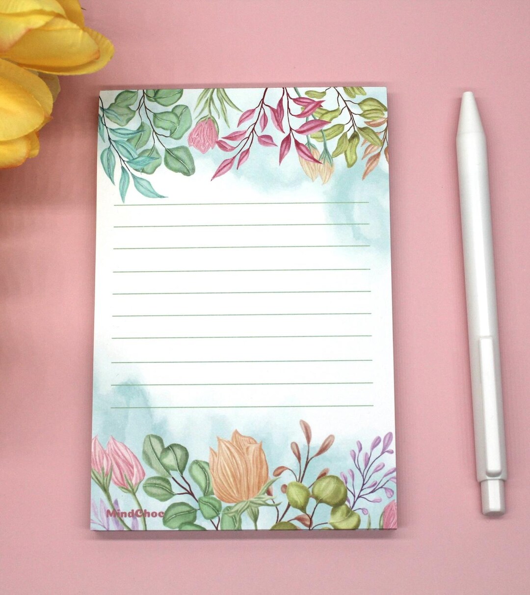Flowers Notepad: Floral Stationery, 50-sheet Memo Pad - Etsy