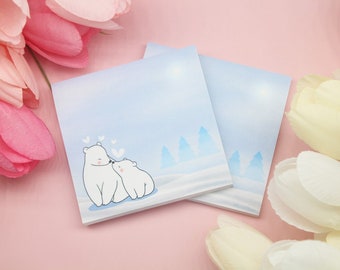 Polar Bear Sticky Notes | Cute Stationery, Mom & Cub Gift