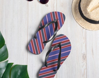 Tongs aux couleurs vintage avec motif à rayures diagonales, chaussures de camping, sandales de plage ou pour les amateurs d'aventures en plein air