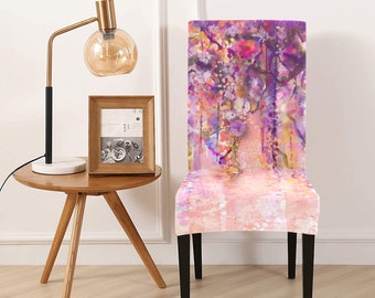 Summer Floral Abstract Transform Your Dining Space: Printed Polyester Chair Cover