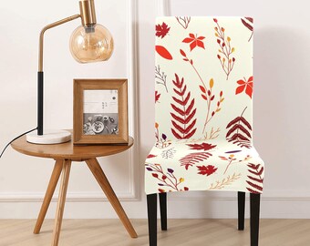 Floral Leaves Autumn Transform Your Dining Space: Printed Polyester Chair Cover