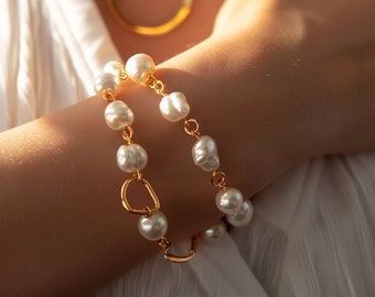 Pearl Beaded Bracelet,Real Freshwater Pearl Bracelet for Women,Dainty 14k Gold Bracelet,Tiny Small Pearls,Pearl Bracelet for Bridesmaids