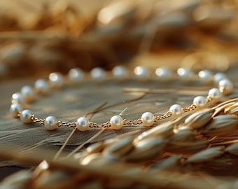 Real Freshwater Pearl Bracelet for Women,Tiny Small Pearls,Pearl Bracelet for Bridesmaids,Gift for Her