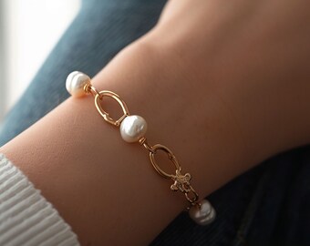 Real Freshwater Pearl Bracelet for Women,Dainty 14k Gold Bracelet,Pearl Beaded Bracelet,Tiny Small Pearls,Pearl Bracelet for Bridesmaids