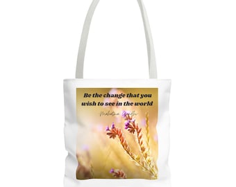 Inspirerende draagtas: wees de verandering | Milieuvriendelijke boodschappentas, motiverende boodschappentas, cadeau voor haar, dagelijks gebruik, strandtas