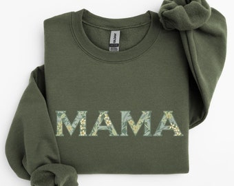 Mamma-tröja Blommig present till nybliven mamma, födelsedagspresent till mamma, present till mormor och morfar, söt mamma-tröja, julklapp till mamma